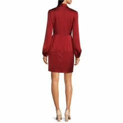 Buy 🛒 Alex Marie Iris Satin Surplice V-Neck Long Sleeve Front Drape 👗 Dress Rust ✨ -Alex Marie Shop unnamed file 1009