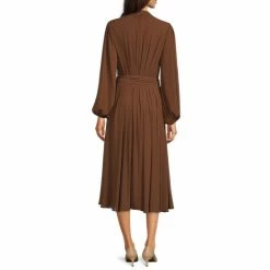 Best Pirce 🎉 Alex Marie Hayden V-Neck Long Poet Sleeve Belted Pleated Chiffon Midi 👗 Dress Olive ⌛ -Alex Marie Shop unnamed file 1070