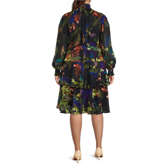 Discount ๐งจ Alex Marie Plus Size Rosalia Long Split Sleeve Smocked Mock Neck Floral Print Tie Waist ๐ Dress Navy Multi โ๏ธ 2 Discount ๐งจ Alex Marie Plus Size Rosalia Long Split Sleeve Smocked Mock Neck Floral Print Tie Waist ๐ Dress Navy Multi โ๏ธ - Image 2