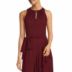 Best Sale 💯 Alex Marie Colette Sleeveless Keyhole Neck Tie Waist Ruffle Front Sheath Gown Burgundy ⌛ -Alex Marie Shop unnamed file 1094