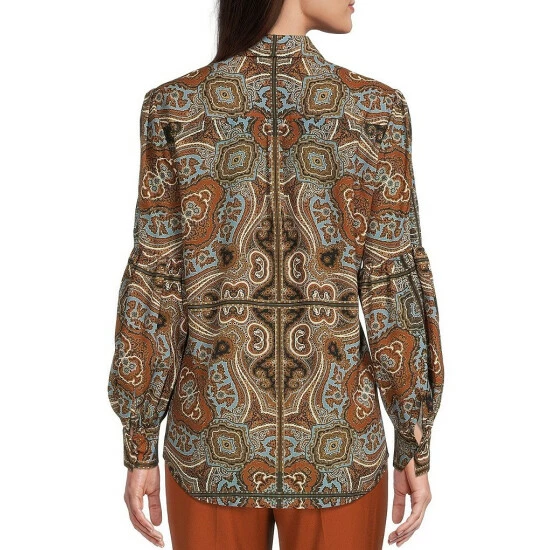 Best Sale π Alex Marie Marnie Tie Front Paisley Print Long Sleeve Button Down Collar Blouse β 2 Best Sale π Alex Marie Marnie Tie Front Paisley Print Long Sleeve Button Down Collar Blouse β - Image 2