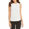 Budget 🔔 Alex Marie Evelyn Round Neck Sleeveless Woven Top White ❤️