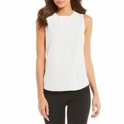 Budget ๐ Alex Marie Evelyn Round Neck Sleeveless Woven Top White โค๏ธ