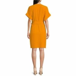 Buy 🧨 Alex Marie Marla Surplice V-Neck Short Sleeve Tie Waist Wrap 👗 Dress Yellow 🎁 -Alex Marie Shop unnamed file 1129
