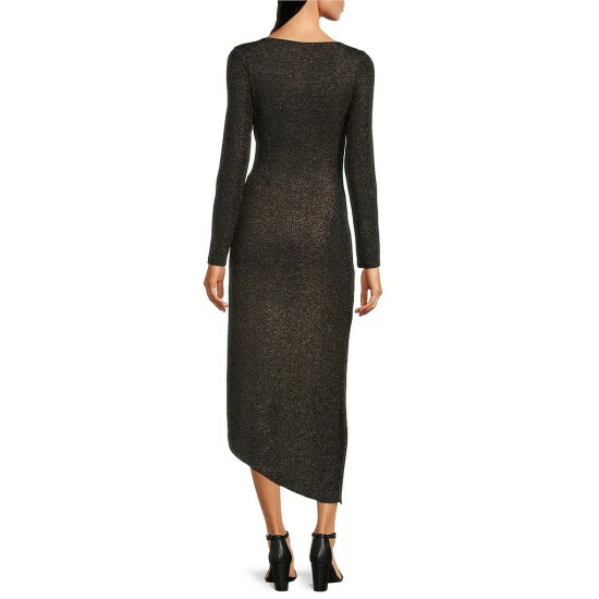 Discount 🛒 Alex Marie Hazel Metallic Boat Neck Long Sleeve 👗 Dress Black/gold 🛒 2 Discount 🛒 Alex Marie Hazel Metallic Boat Neck Long Sleeve 👗 Dress Black/gold 🛒 - Image 2