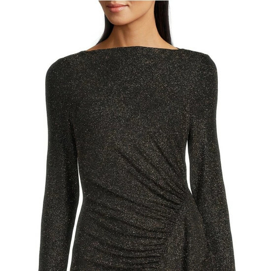 Discount 🛒 Alex Marie Hazel Metallic Boat Neck Long Sleeve 👗 Dress Black/gold 🛒 3 Discount 🛒 Alex Marie Hazel Metallic Boat Neck Long Sleeve 👗 Dress Black/gold 🛒 - Image 3