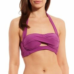 Best reviews of 👏 Alex Marie Solid Cutout Twist Halter Swim Top Grapevine 💯