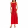 Top 10 💯 Alex Marie Kyla Tie Shoulder Gathered Scoop Neck Sleeveless Maxi 👗 Dress Flame ✨