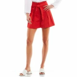 Flash Sale โจ Alex Marie Rea Tie Cotton Sateen Mid Rise Shorts White โค๏ธ