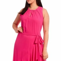 Brand new 🥰 Alex Marie Plus Size Colette Chiffon Sleeveless Crew Keyhole Neck Belt Sash Gown Pop Pink ✔️ -Alex Marie Shop unnamed file 1247