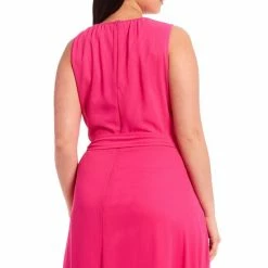 Brand new 🥰 Alex Marie Plus Size Colette Chiffon Sleeveless Crew Keyhole Neck Belt Sash Gown Pop Pink ✔️ -Alex Marie Shop unnamed file 1248