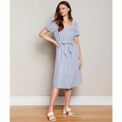 Coupon ⌛ Alex Marie Logan Stripe Square Neck Short Sleeve Tie Waist Midi 👗 Dress Blue/white ⌛ -Alex Marie Shop unnamed file 1263