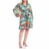 Hot Sale 👍 Alex Marie Plus Size Simone Floral Printed Burnout V-Neck Long Sleeve A-Line 👗 Dress Sage Multi ✔️