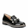 Wholesale ⌛ Alex Marie Garnella Patent Pearl Detail Lug Sole Loafers Black 🥰
