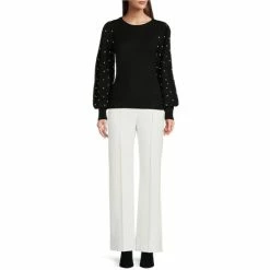 Wholesale 😀 Alex Marie Pearl Beaded Long Bishop Sleeve Crew Neck Sweater Ivory ✨ -Alex Marie Shop unnamed file 201