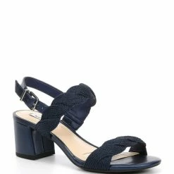 Best Pirce 🤩 Alex Marie Devah Braided Rope Block Heel 🩴 Sandals Navy Nova ⭐