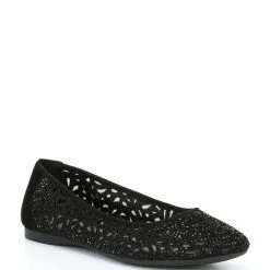 Top 10 🔔 Alex Marie Altana Suede Laser-Cut Rhinestone Flats Black ⭐