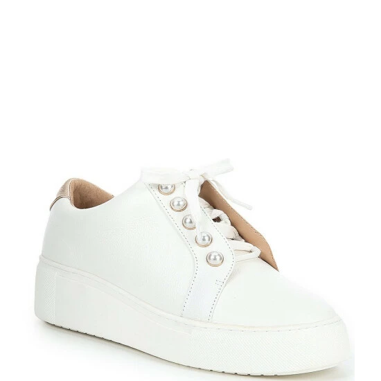 Outlet 😀 Alex Marie Wrenna Pearl Embellished Leather Platform 👟 Sneakers White/soft Gold 🔔 1 Outlet 😀 Alex Marie Wrenna Pearl Embellished Leather Platform 👟 Sneakers White/soft Gold 🔔