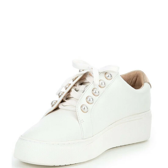 Outlet 😀 Alex Marie Wrenna Pearl Embellished Leather Platform 👟 Sneakers White/soft Gold 🔔 4 Outlet 😀 Alex Marie Wrenna Pearl Embellished Leather Platform 👟 Sneakers White/soft Gold 🔔 - Image 4