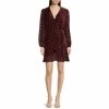 Wholesale ✔️ Alex Marie Maren Velvet Animal Print Burnout Surplice V-Neck Long Sleeve Wrap 👗 Dress Burgundy 👍