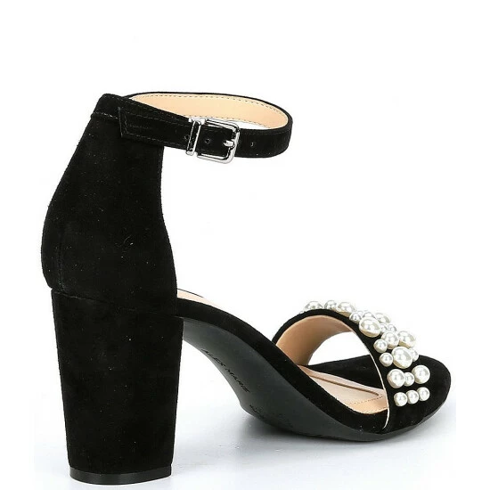 Deals ❤️ Alex Marie HalmarThree Suede Pearl Strap Block Heel 🩴 Sandals Black 🤩 2 Deals ❤️ Alex Marie HalmarThree Suede Pearl Strap Block Heel 🩴 Sandals Black 🤩 - Image 2