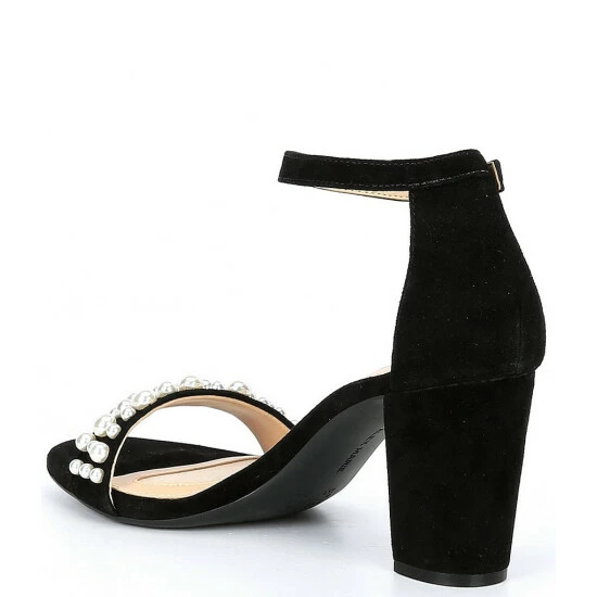 Deals ❤️ Alex Marie HalmarThree Suede Pearl Strap Block Heel 🩴 Sandals Black 🤩 3 Deals ❤️ Alex Marie HalmarThree Suede Pearl Strap Block Heel 🩴 Sandals Black 🤩 - Image 3