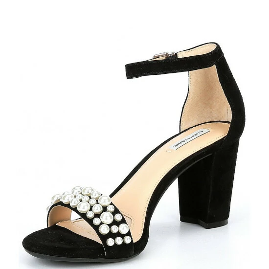 Deals ❤️ Alex Marie HalmarThree Suede Pearl Strap Block Heel 🩴 Sandals Black 🤩 4 Deals ❤️ Alex Marie HalmarThree Suede Pearl Strap Block Heel 🩴 Sandals Black 🤩 - Image 4