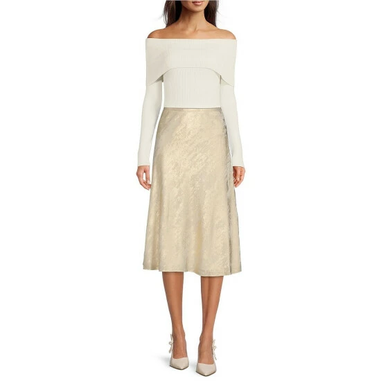 Outlet β Alex Marie Gracie Metallic Swing π Skirt White/gold π₯° 3 Outlet β Alex Marie Gracie Metallic Swing π Skirt White/gold π₯° - Image 3