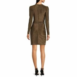 Promo ❤️ Alex Marie Chrissy Metallic Knit Surplice V-Neck Long Sleeve Faux Wrap 👗 Dress Black ✨ -Alex Marie Shop unnamed file 44