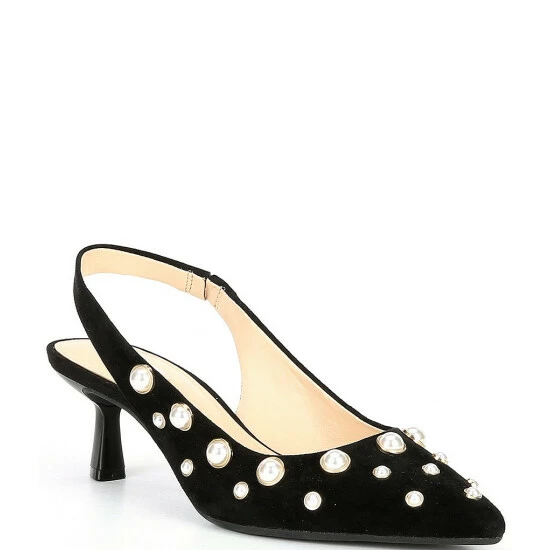 Wholesale π Alex Marie Gracie Pearl Embellished Suede Slingback π Dress Pumps Black β¨ 7 Wholesale π Alex Marie Gracie Pearl Embellished Suede Slingback π Dress Pumps Black β¨ - Image 7