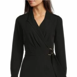 Outlet 🧨 Alex Marie Lauren Lux Twill Long Sleeve V-Neck Belted Jumpsuit Black ❤️ -Alex Marie Shop unnamed file 453
