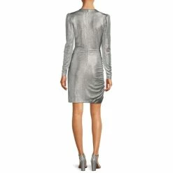 Promo ❤️ Alex Marie Chrissy Metallic Knit Surplice V-Neck Long Sleeve Faux Wrap 👗 Dress Black ✨ -Alex Marie Shop unnamed file 46