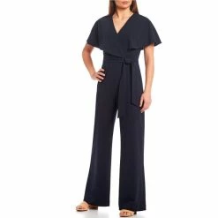 New 🔔 Alex Marie Beth Crepe V-Neck Short Sleeve Jumpsuit Black 🔔 -Alex Marie Shop unnamed file 481