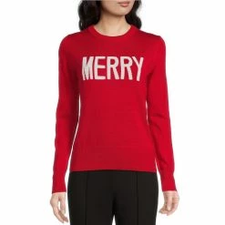Best reviews of 🛒 Alex Marie Merry Script Print Crew Neck Long Sleeve Festive Sweater Tango/white 🧨