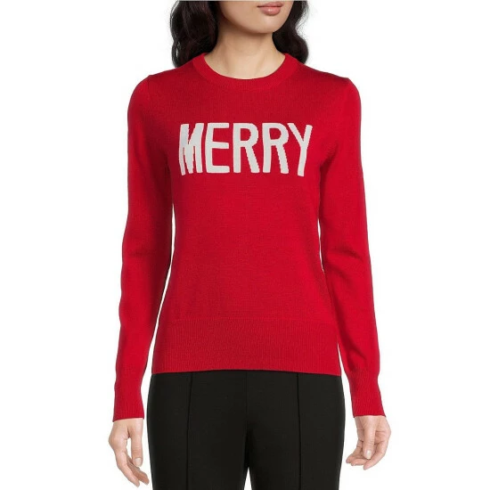 Best reviews of ๐ Alex Marie Merry Script Print Crew Neck Long Sleeve Festive Sweater Tango/white ๐งจ 1 Best reviews of ๐ Alex Marie Merry Script Print Crew Neck Long Sleeve Festive Sweater Tango/white ๐งจ
