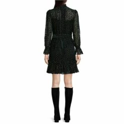 Best Pirce 💯 Alex Marie Petite Size Skyler Metallic Velvet Burnout Long Sleeve Mock Neck 👗 Dress Teal/gold ✔️ -Alex Marie Shop unnamed file 490