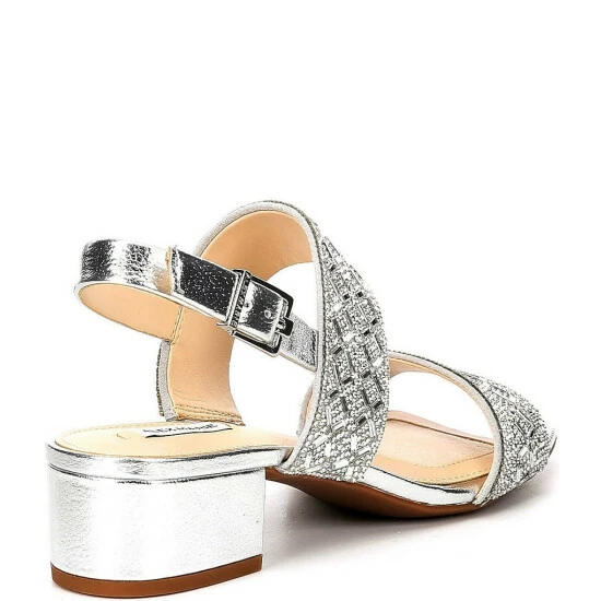 Promo 🎉 Alex Marie CalinaTwo Rhinestone Block Heel 🩴 Sandals Silver ❤️ 2 Promo 🎉 Alex Marie CalinaTwo Rhinestone Block Heel 🩴 Sandals Silver ❤️ - Image 2