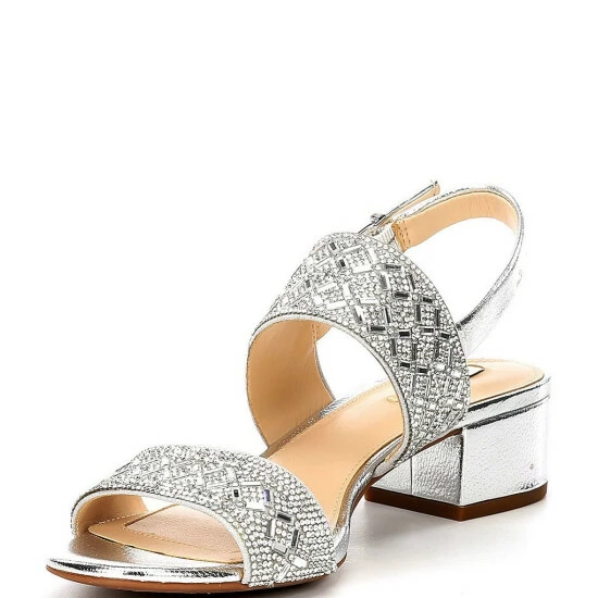 Promo 🎉 Alex Marie CalinaTwo Rhinestone Block Heel 🩴 Sandals Silver ❤️ 4 Promo 🎉 Alex Marie CalinaTwo Rhinestone Block Heel 🩴 Sandals Silver ❤️ - Image 4