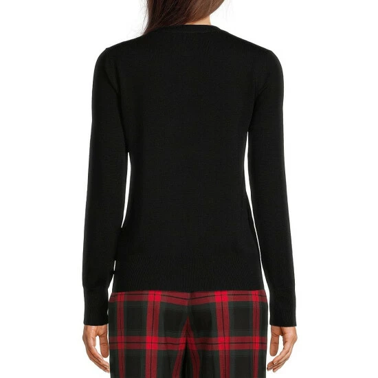 Best Sale 😍 Alex Marie Merry Embroidered Script Crew Neck Long Sleeve Festive Sweater Black ⭐ 2 Best Sale 😍 Alex Marie Merry Embroidered Script Crew Neck Long Sleeve Festive Sweater Black ⭐ - Image 2