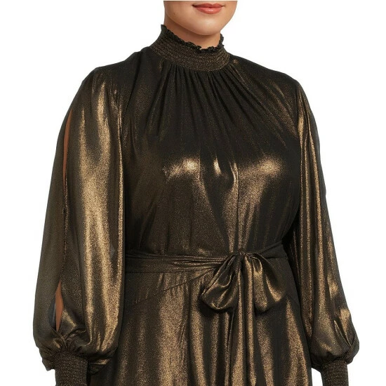 Best Sale โจ Alex Marie Plus Size Rosalia Foiled Chiffon Mock Neck ๐ Dress Black/gold โค๏ธ 3 Best Sale โจ Alex Marie Plus Size Rosalia Foiled Chiffon Mock Neck ๐ Dress Black/gold โค๏ธ - Image 3