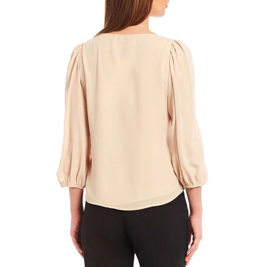 Buy ⭐ Alex Marie Lori Round Neck 3/4 Sleeve Elastic Cuff Blouse Black 🔥 2 Buy ⭐ Alex Marie Lori Round Neck 3/4 Sleeve Elastic Cuff Blouse Black 🔥 - Image 2