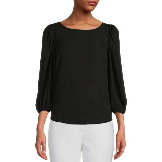 Buy ⭐ Alex Marie Lori Round Neck 3/4 Sleeve Elastic Cuff Blouse Black 🔥 4 Buy ⭐ Alex Marie Lori Round Neck 3/4 Sleeve Elastic Cuff Blouse Black 🔥 - Image 4