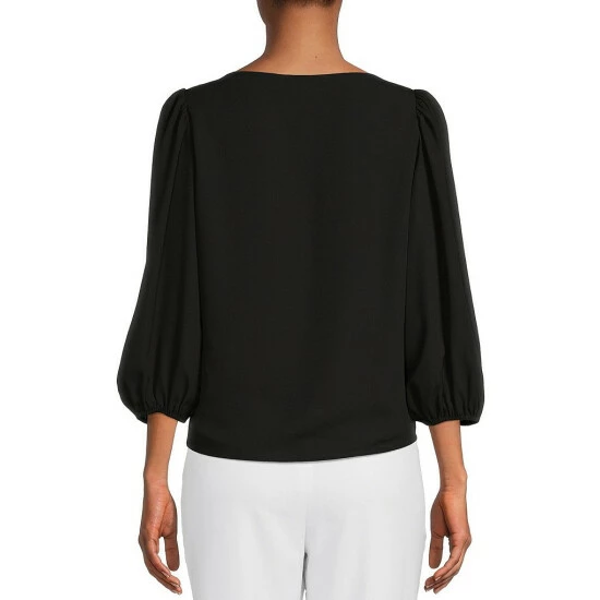 Buy ⭐ Alex Marie Lori Round Neck 3/4 Sleeve Elastic Cuff Blouse Black 🔥 5 Buy ⭐ Alex Marie Lori Round Neck 3/4 Sleeve Elastic Cuff Blouse Black 🔥 - Image 5