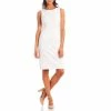 Top 10 👏 Alex Marie Carrie Anywhere, Everywhere Sleeveless Round Neck Back Slit Pencil 👗 Dress True White 🔔