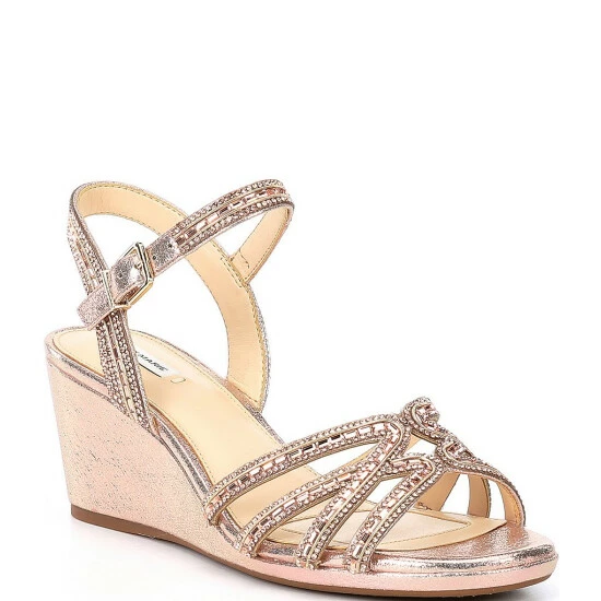 Brand new 🤩 Alex Marie Makira Rhinestone Embellished Strappy Wedge 🩴 Sandals Silver ✨ 5 Brand new 🤩 Alex Marie Makira Rhinestone Embellished Strappy Wedge 🩴 Sandals Silver ✨ - Image 5