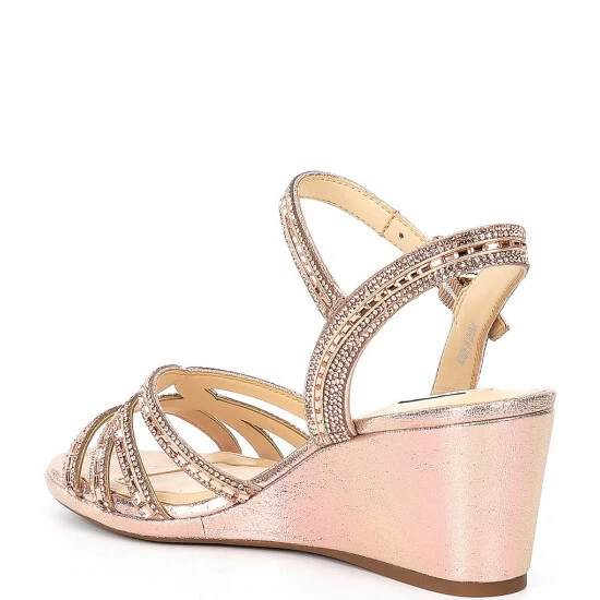 Brand new 🤩 Alex Marie Makira Rhinestone Embellished Strappy Wedge 🩴 Sandals Silver ✨ 7 Brand new 🤩 Alex Marie Makira Rhinestone Embellished Strappy Wedge 🩴 Sandals Silver ✨ - Image 7