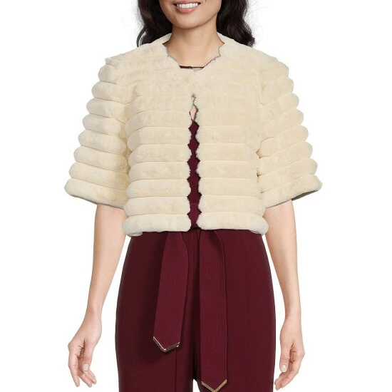 Cheapest ⌛ Alex Marie Alize Faux Fur Crew Neck Short Sleeve Cover Up Soft White ✔️ 1 Cheapest ⌛ Alex Marie Alize Faux Fur Crew Neck Short Sleeve Cover Up Soft White ✔️