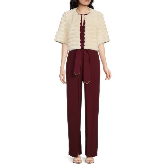 Cheapest ⌛ Alex Marie Alize Faux Fur Crew Neck Short Sleeve Cover Up Soft White ✔️ 3 Cheapest ⌛ Alex Marie Alize Faux Fur Crew Neck Short Sleeve Cover Up Soft White ✔️ - Image 3