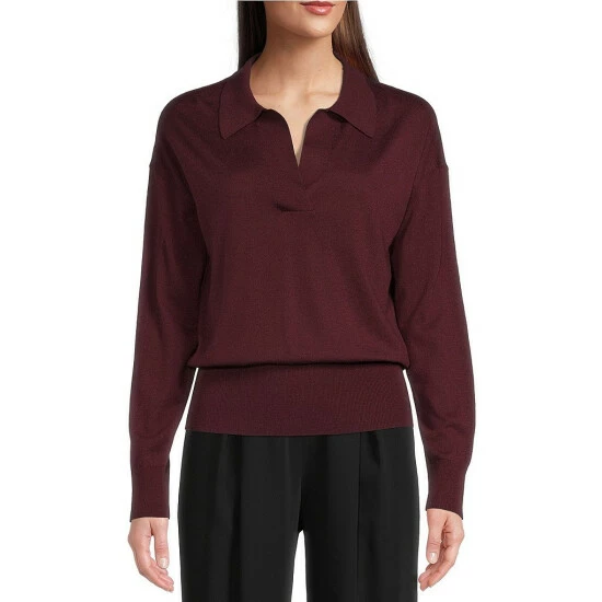 Outlet 😉 Alex Marie Alexa Polo Collar Long Sleeve Wool Blend Sweater Burgundy 😀 4 Outlet 😉 Alex Marie Alexa Polo Collar Long Sleeve Wool Blend Sweater Burgundy 😀 - Image 4