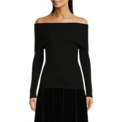 Best reviews of 🔔 Alex Marie Whitney Off-the-Shoulder Long Sleeve Sweater Black 🌟